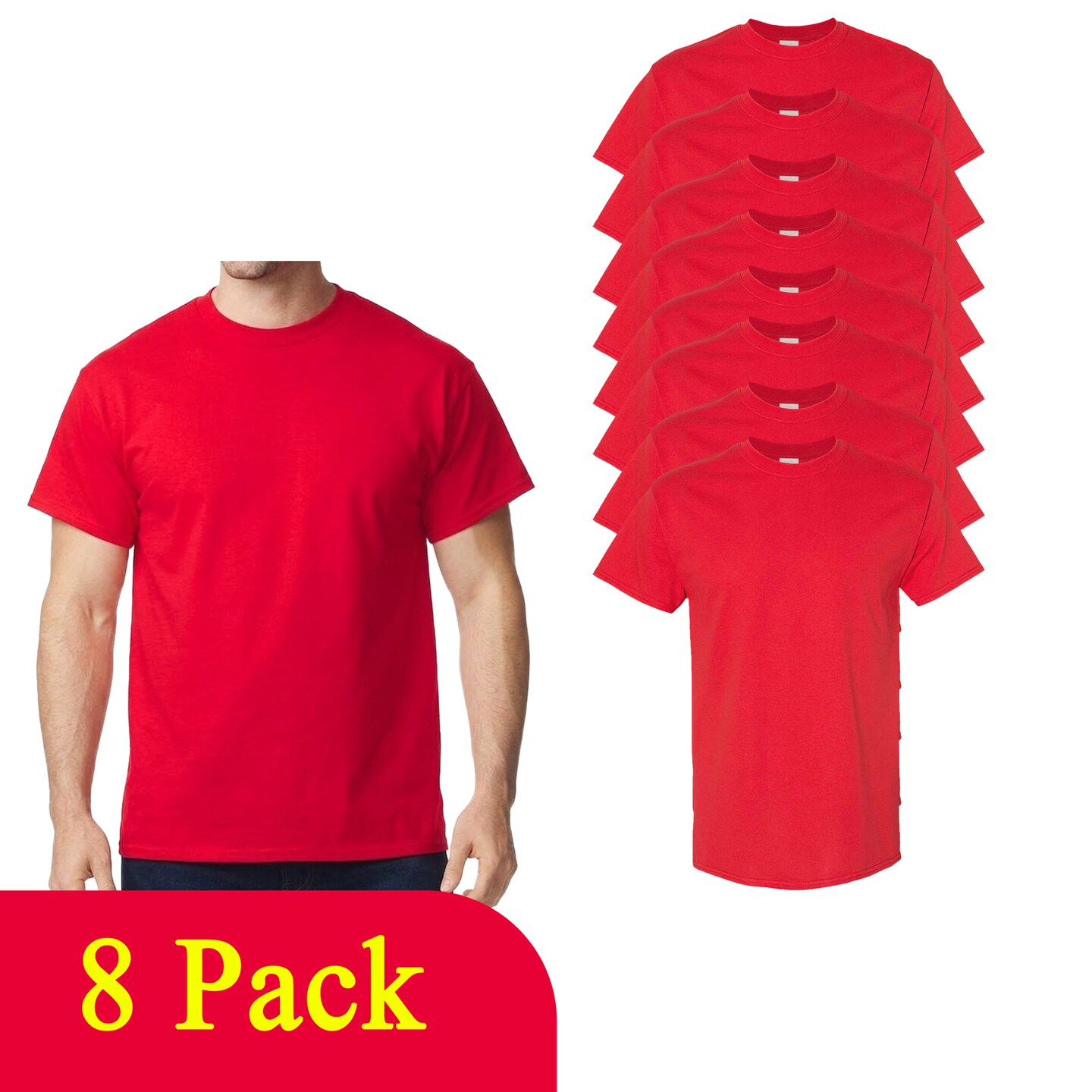 Gildan Unisex Heavy Cotton Red Craft Blank T-Shirt Bundle for Pack Fabric Printing Shirts