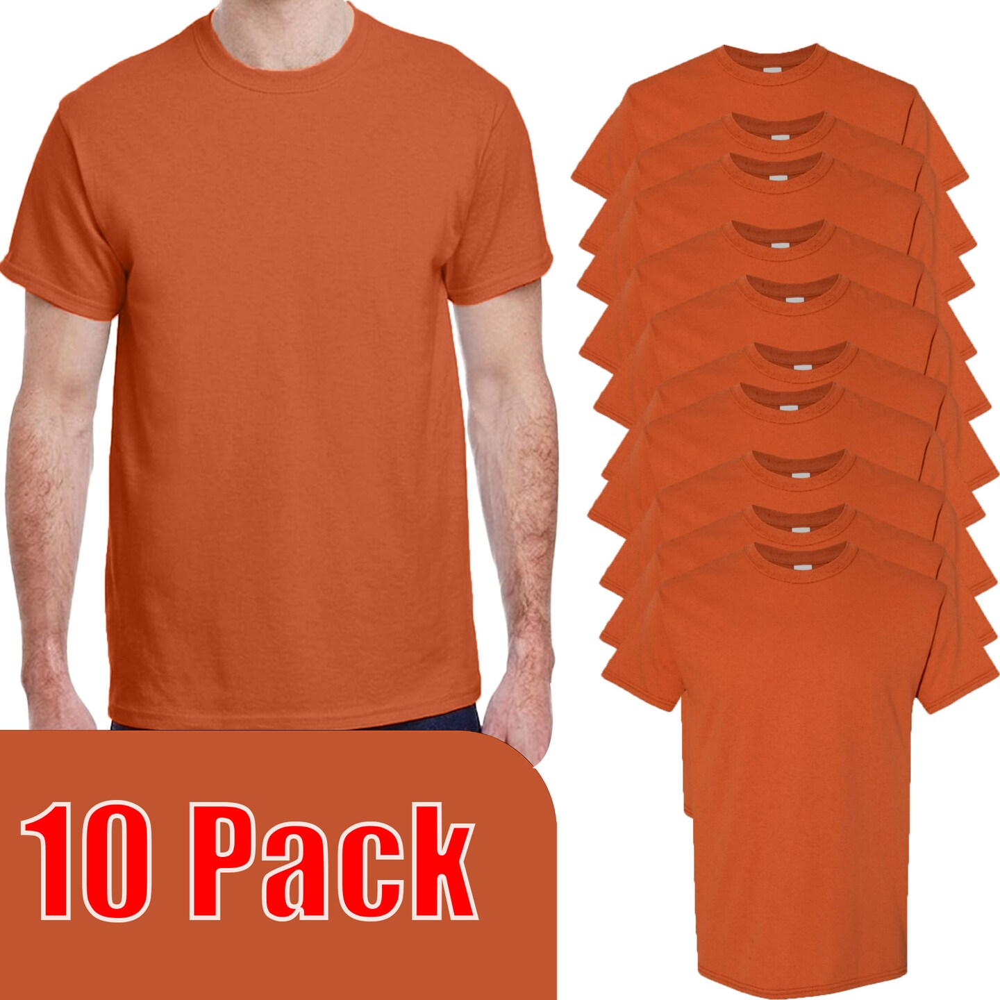 Gildan Heavy Cotton Short Sleeve T-Shirt Pack for Cricut, Texas Orange Crewneck Tee (S–5XL)