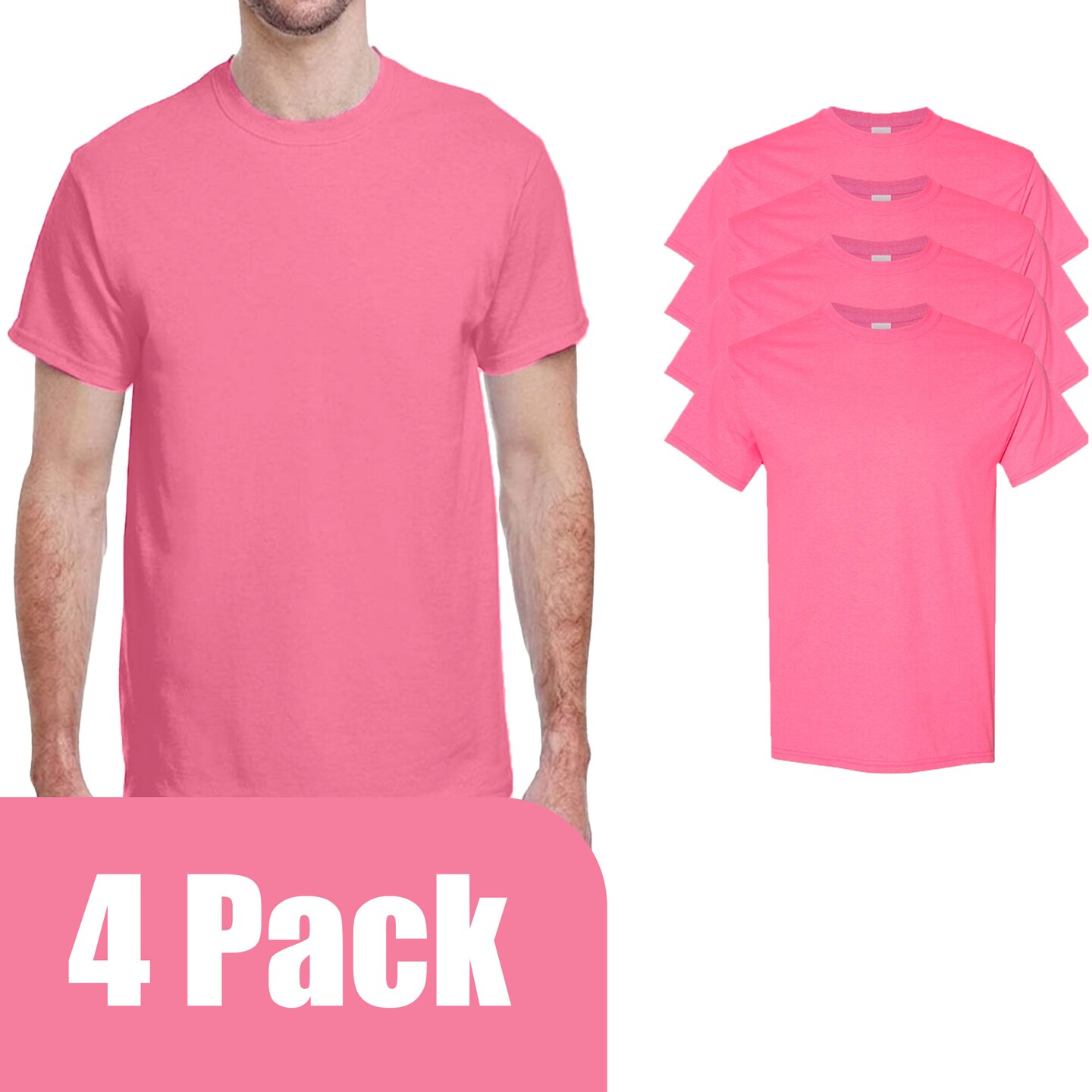 Gildan Unisex Safety Pink Crewneck T-Shirt Blanks for Crafting, Short Sleeve Printing Tee