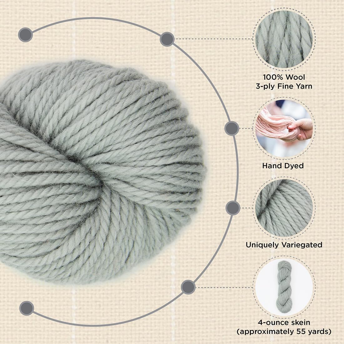 The Oxford Company Violet Jane 100% Solid Worsted Wool Rug Yarn 4 Oz. Skein (approx. 131 yds)