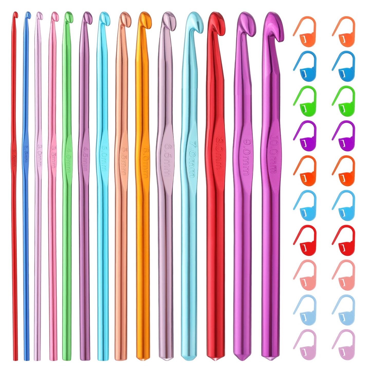 35 Pcs Crochet Hooks Set, Coloured Aluminum Ergonomic Handle Crochet Knitting Needles Craft Yarn for Beginners and Experienced Crochet Hook