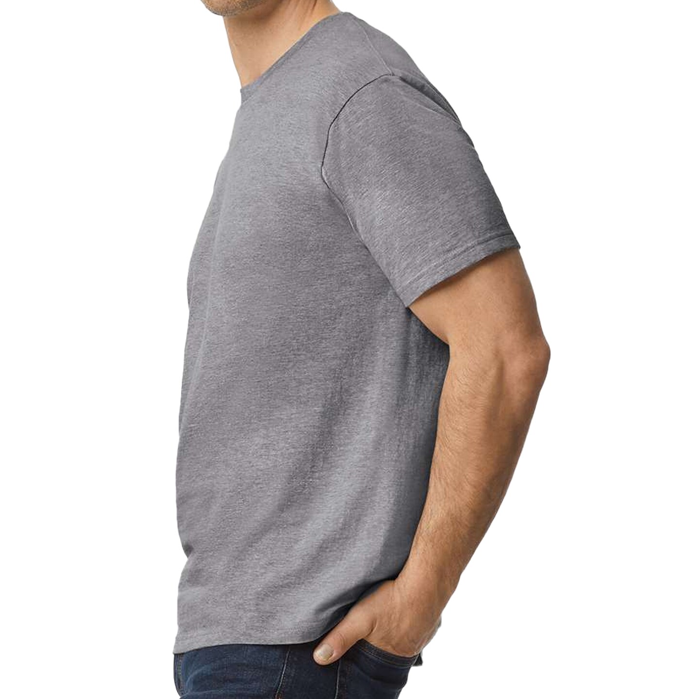 Gildan Men's Softstyle Midweight T-Shirt, Graphite Heather Blank Tee for DIY Craft & Custom Printing