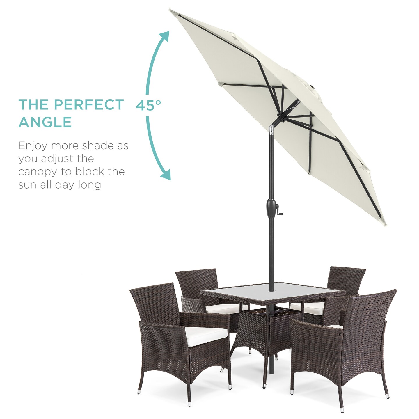 Best Choice Products 7.5ft Heavy-Duty Outdoor Market Patio Umbrella w/ Push Button Tilt, Easy Crank