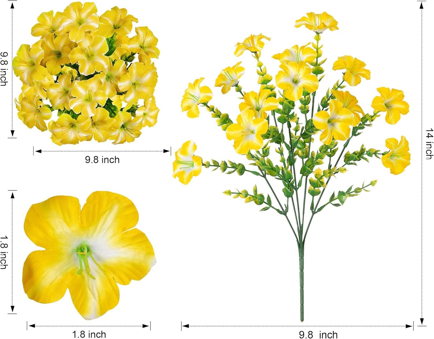 Artificial Outdoor Flowers 20 Bundles UV Resistant Morning Glory with Eucalyptus 2 Colors