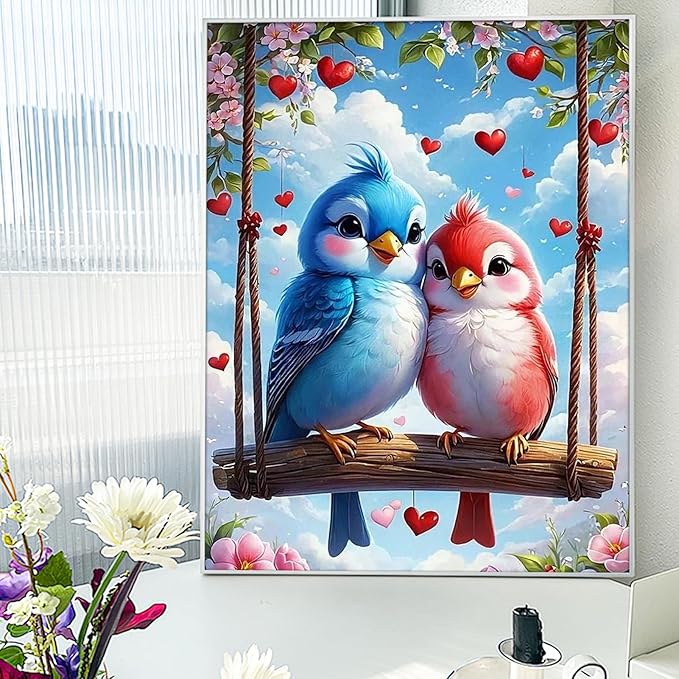 Paint by Number for Adult Kits, DIY Birds Oil Acrylic Painting Kits for Adults Beginners on Canvas for Home Wall Decor Gifts 16x20 inch/40X50CM (No Frame)
