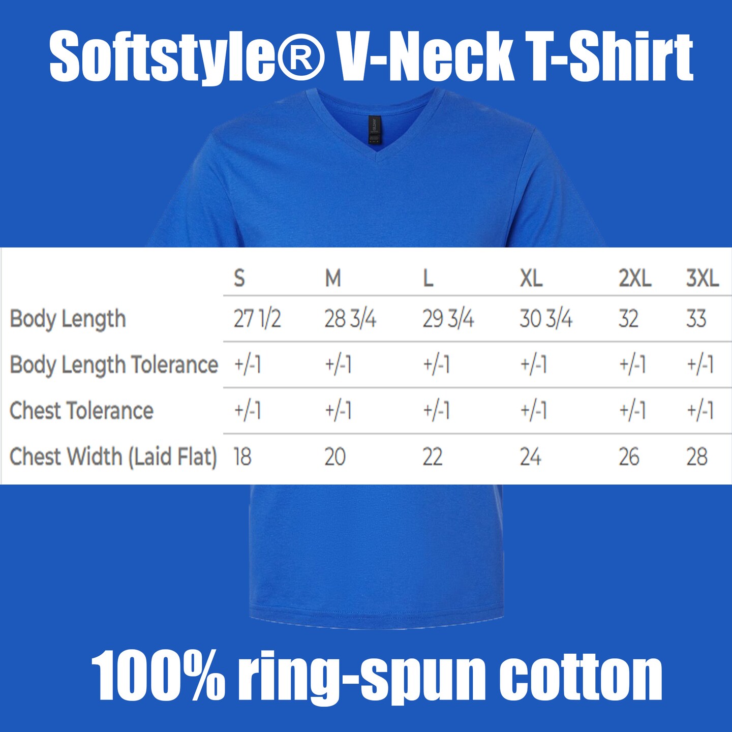 Gildan Men's Softstyle V-Neck Blank Tee for Heat Transfer & Vinyl Projects, Royal (2–14 Pack)