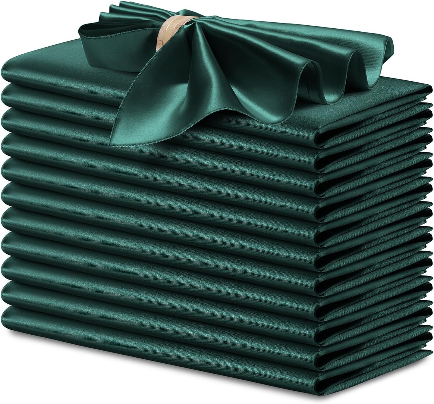 12 PCS Satin Cloth Napkins – 17×17 Inch Square Reusable Table Napkins for Wedding, Banquet & Party Decor