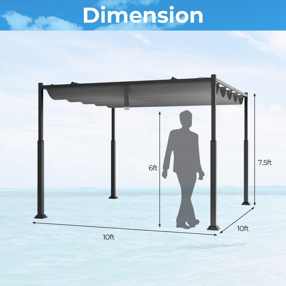 Backyard Pavilion with Weather-Resistant Fabric and Sturdy Columns
