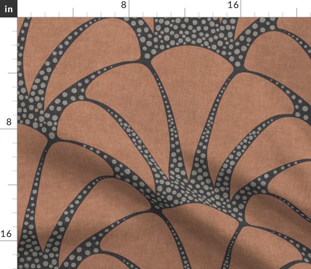Scallop Classic Art Deco Bold Abstract Feather Fan Brown Gray Coastal Glamour Hollywood Regency Jumbo Scandi Zen Faux Texture Dots Custom Printed Fabric by Spoonflower Various Fabrics by the Yard or Fat Quarter
