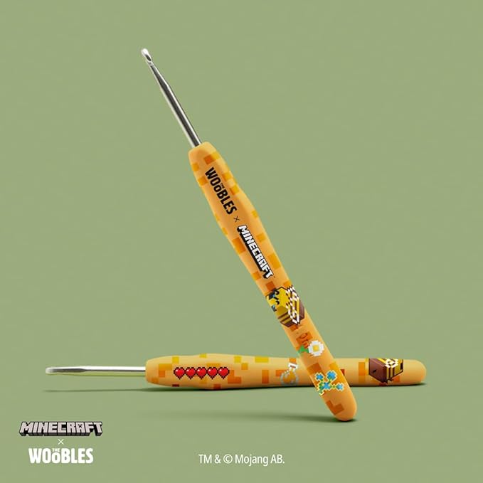 Minecraft Crochet Kit – Beginner Crochet Kit for Adults and Young Crafters, Easy Knitting Kit with Woobles Yarn, DIY Crafts, Crochet Animals, Minecrafts, Gift for Gamers & Crafters (Bee)