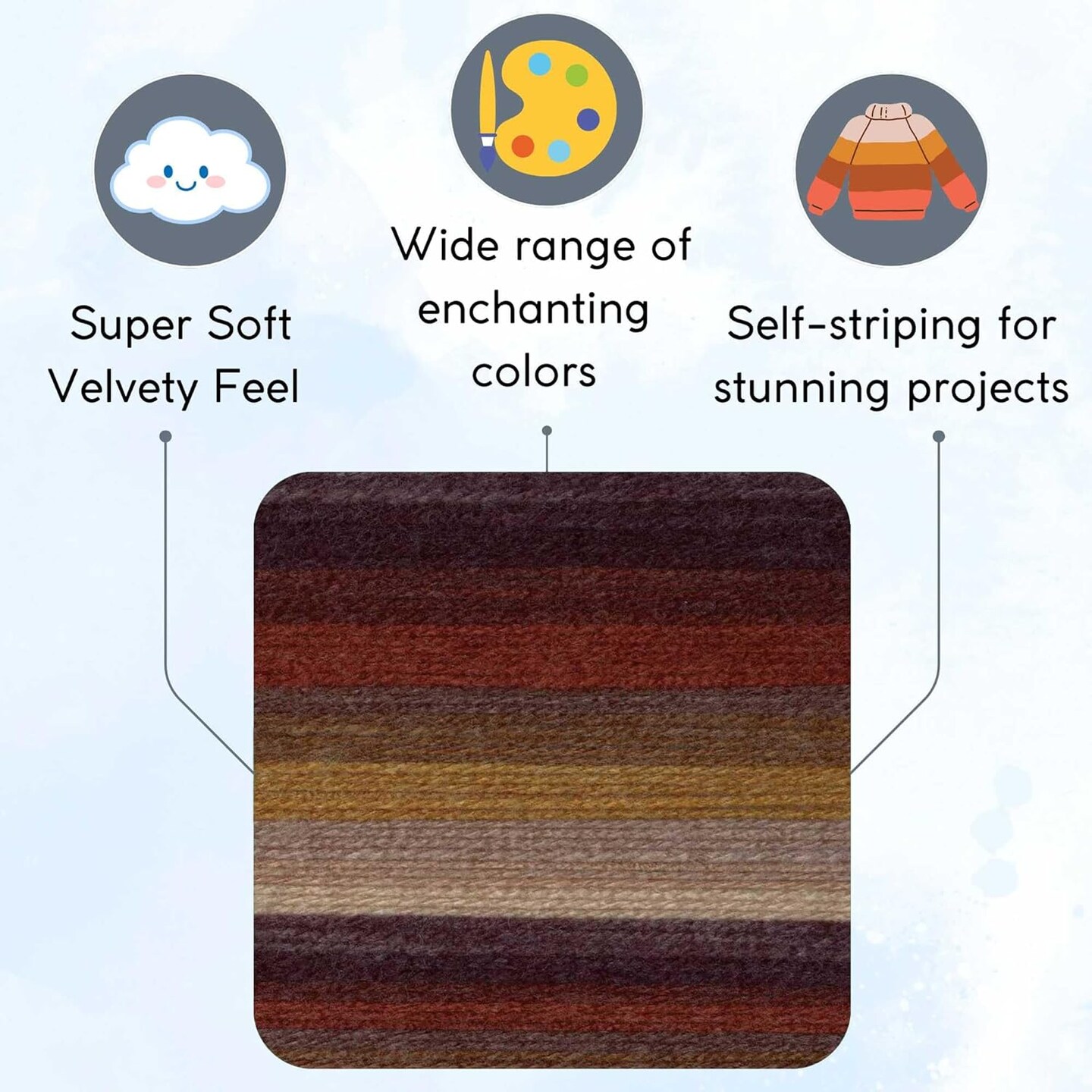 Lion Brand Mandala Centaur Yarn Bundle – 3 Skeins DK Light (#3) 100% Acrylic Yarn for Crochet & Knitting (590 Yards Each) with Drawstring Project Bag