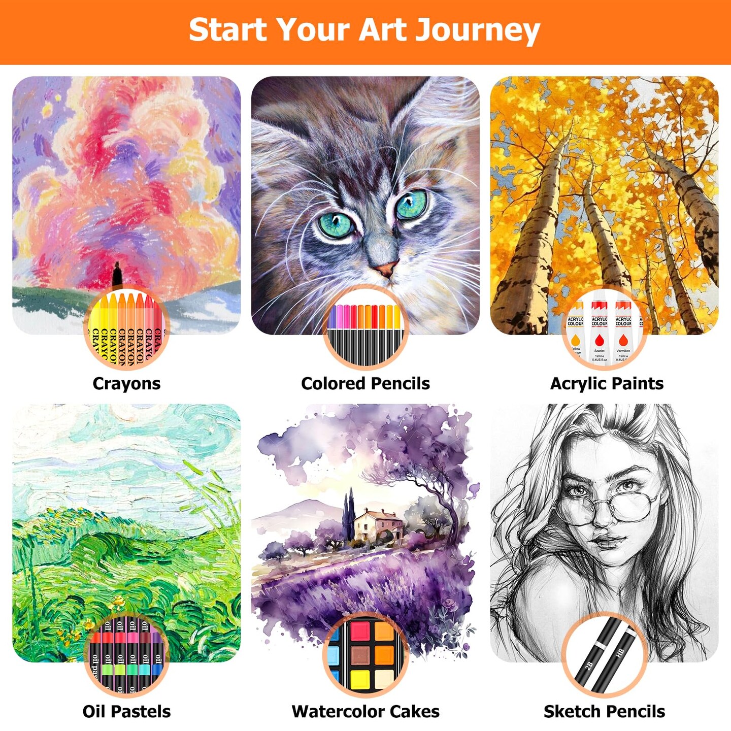 Art Supplies, 192-Pack Deluxe Art Set Drawing Painting Supplies Kit with Acrylic Pad, Watercolor Pad, Sketch Book, Canvases, Acrylic Paint, Crayons, Pencils, Gifts for Artist Adults Teen Kids