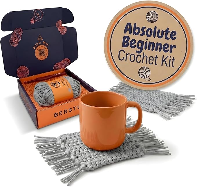 Level 1 Absolute Beginner Crochet Kit for Adults - Crochet Starter Kit Beginner for Adults - Learn to Crochet with Expert Video Tutorials - Perfect DIY Gift