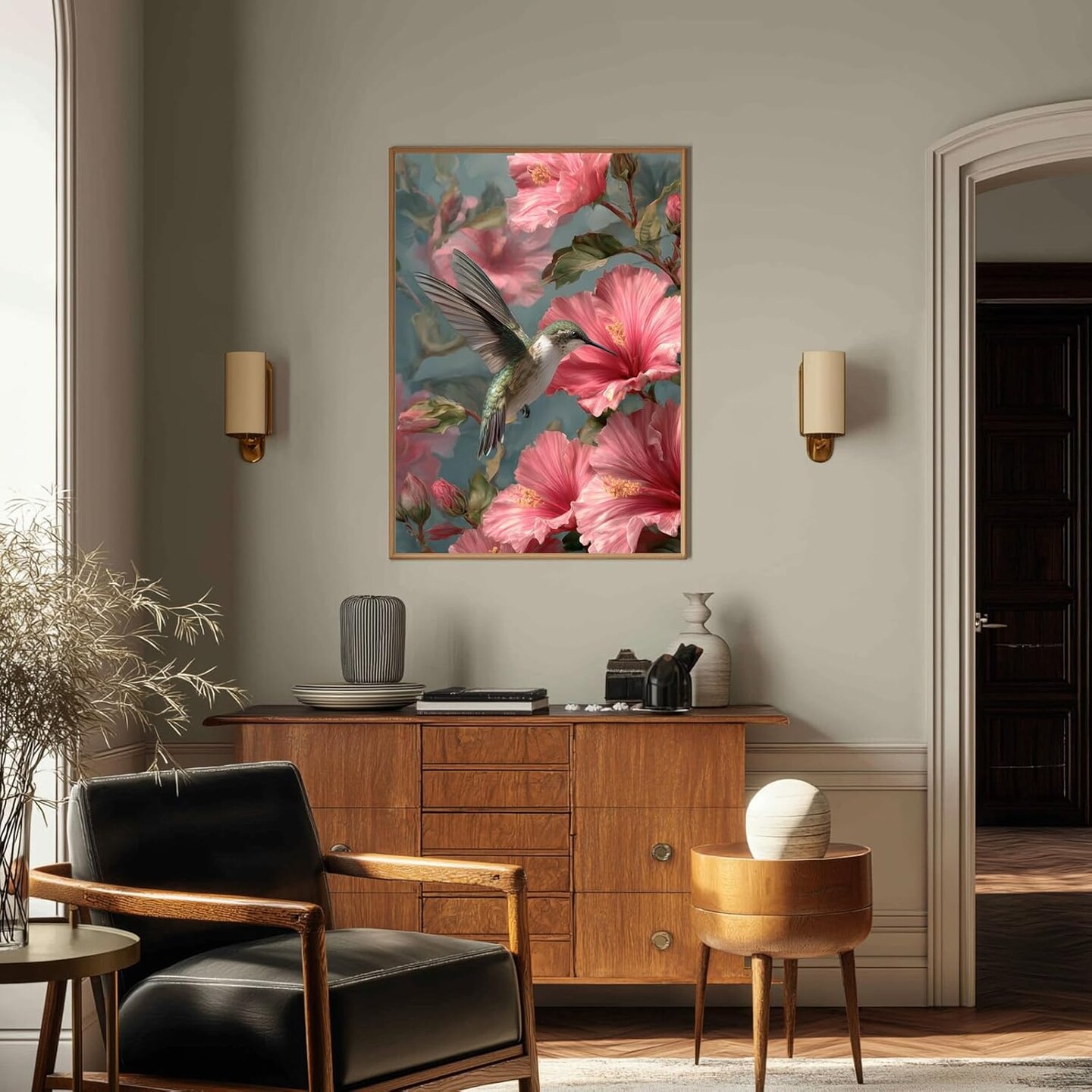 Paint By Numbers Hummingbird & Flowers Kit for Adults Beginners – 16x20 Inch DIY Acrylic Oil Painting Set, Nature Bird Wall Art Craft for Home Decor & Gift