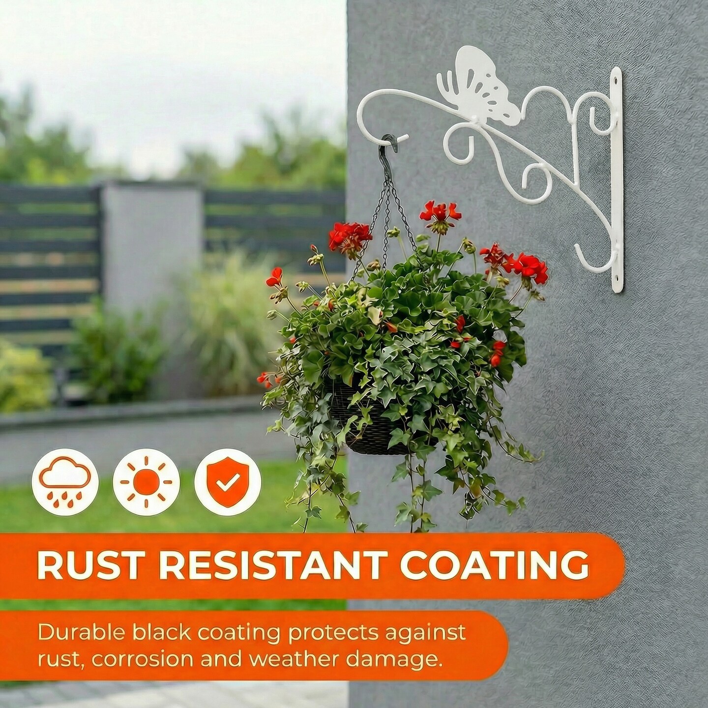 Scroll-Design Metal Wall Bracket for Hanging Accessories and Flowerpots for Indoor & Outdoor Use