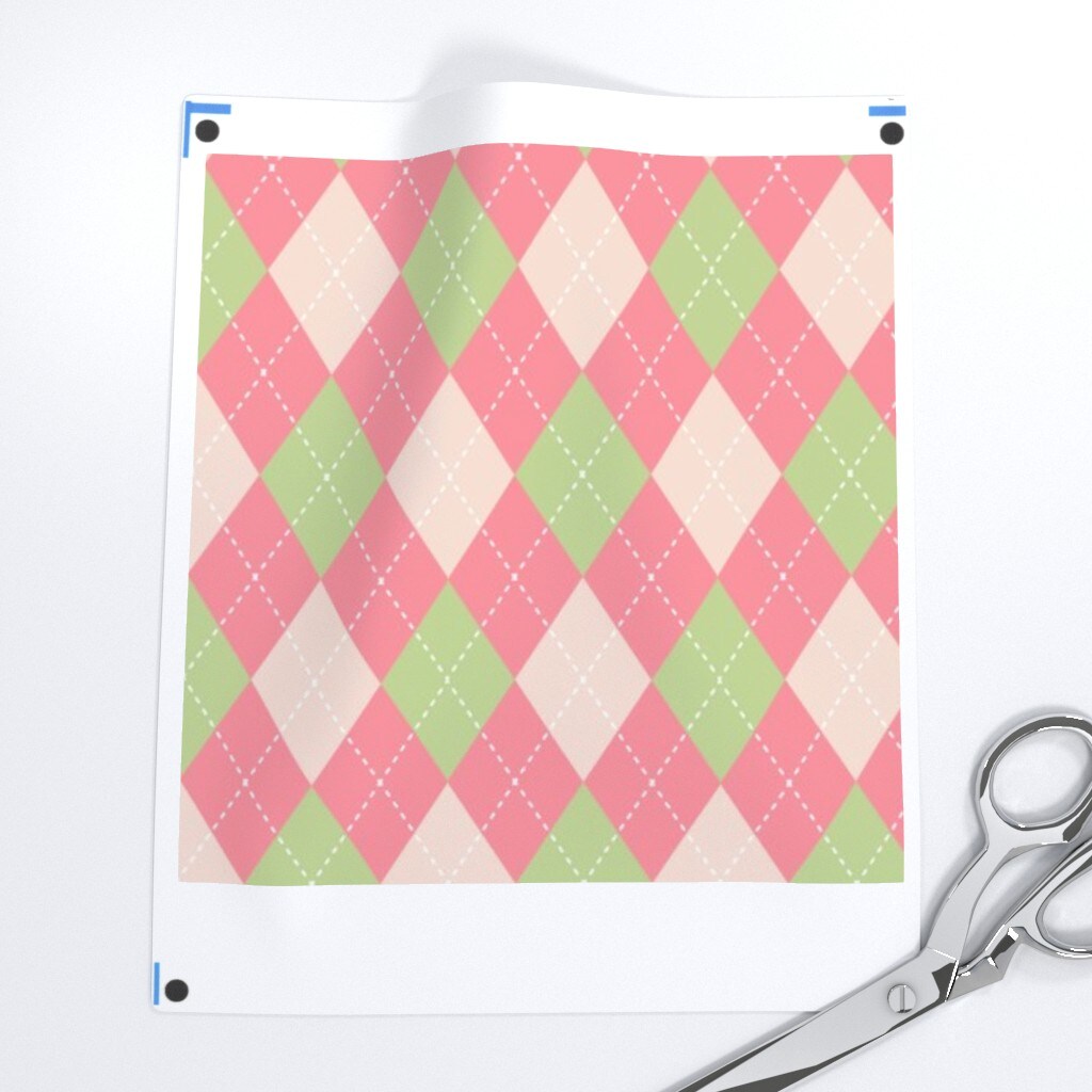 Preppy Argyle Plaid Diamond Retro Geometric Feminine Golf Custom Printed Fabric by Spoonflower Various Fabrics by the Yard or Fat Quarter