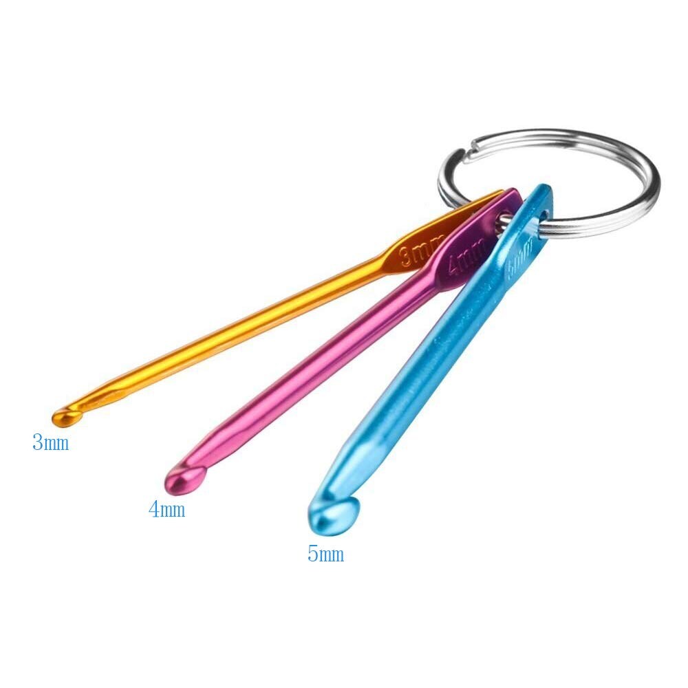 Large Size Aluminum Crochet Hook Set 6.5m(K)/8mm(L)/9mm(M)/10mm(N)/12mm(O) Knitting Needles Craft Weave Yarn Set - Mini Keychain Set Included