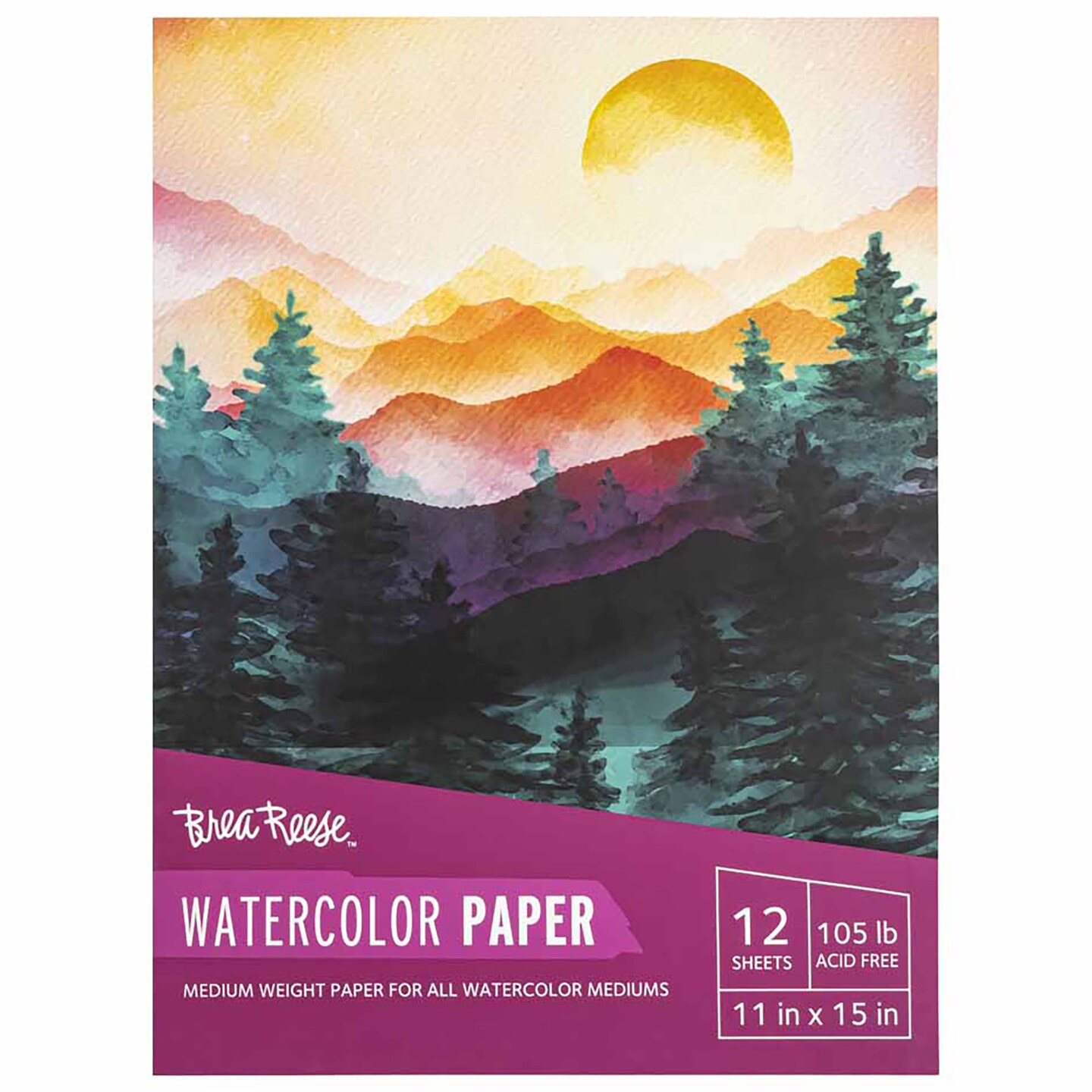 Brea Reese: Watercolor Paper Pad 50 Sheets - 11x15" - 105lb, Acid-Free, Durable & Glue-Bound, Perfect for Watercolor Painting, Adult Art Supplies