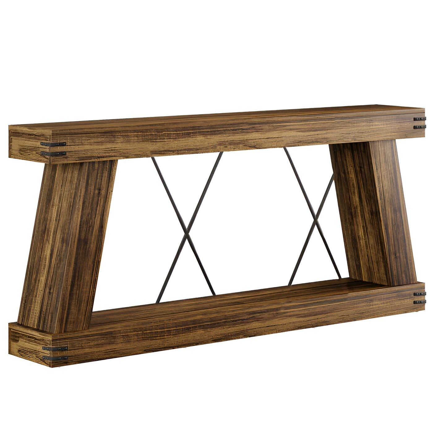 Farmhouse Console Table 71-Inch Two-Tier Entryway Sofa Table Wood