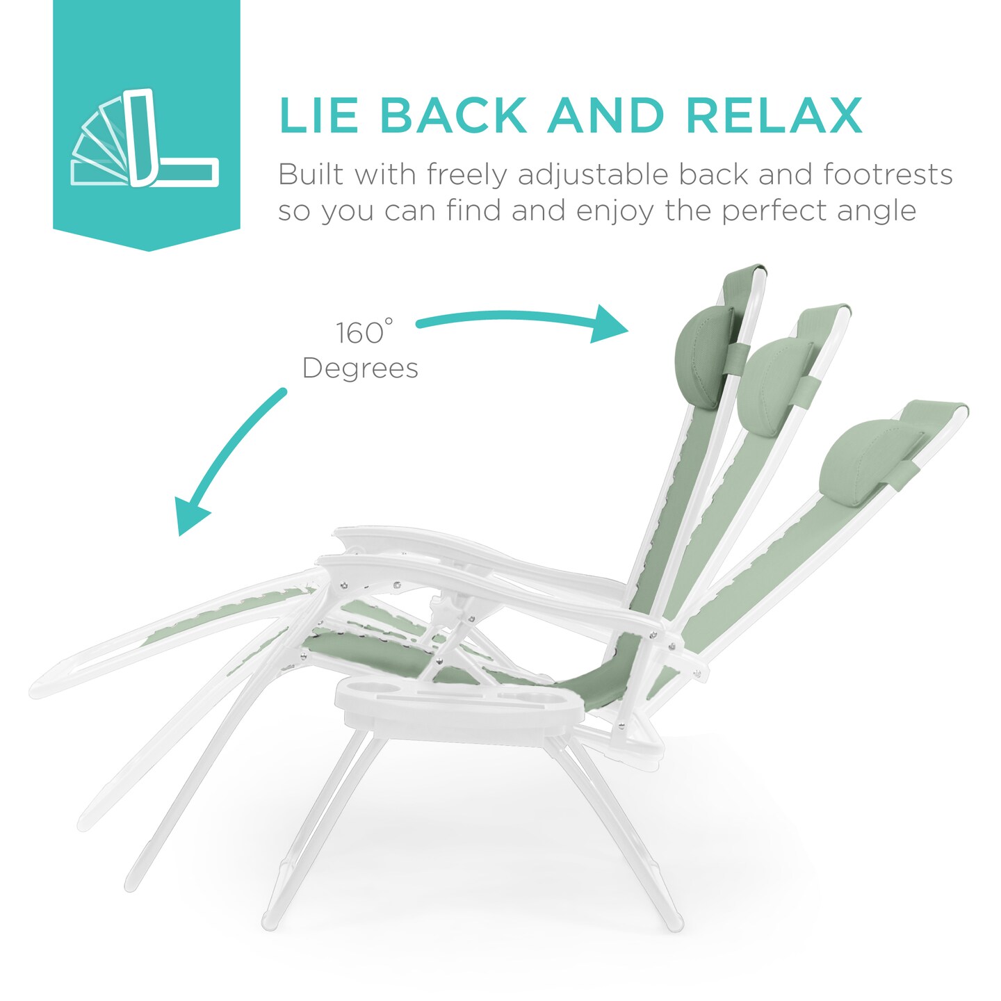 Best Choice Products Set of 2 Zero Gravity Lounge Chair Recliners for Patio, Pool w/ Cup Holder Tray