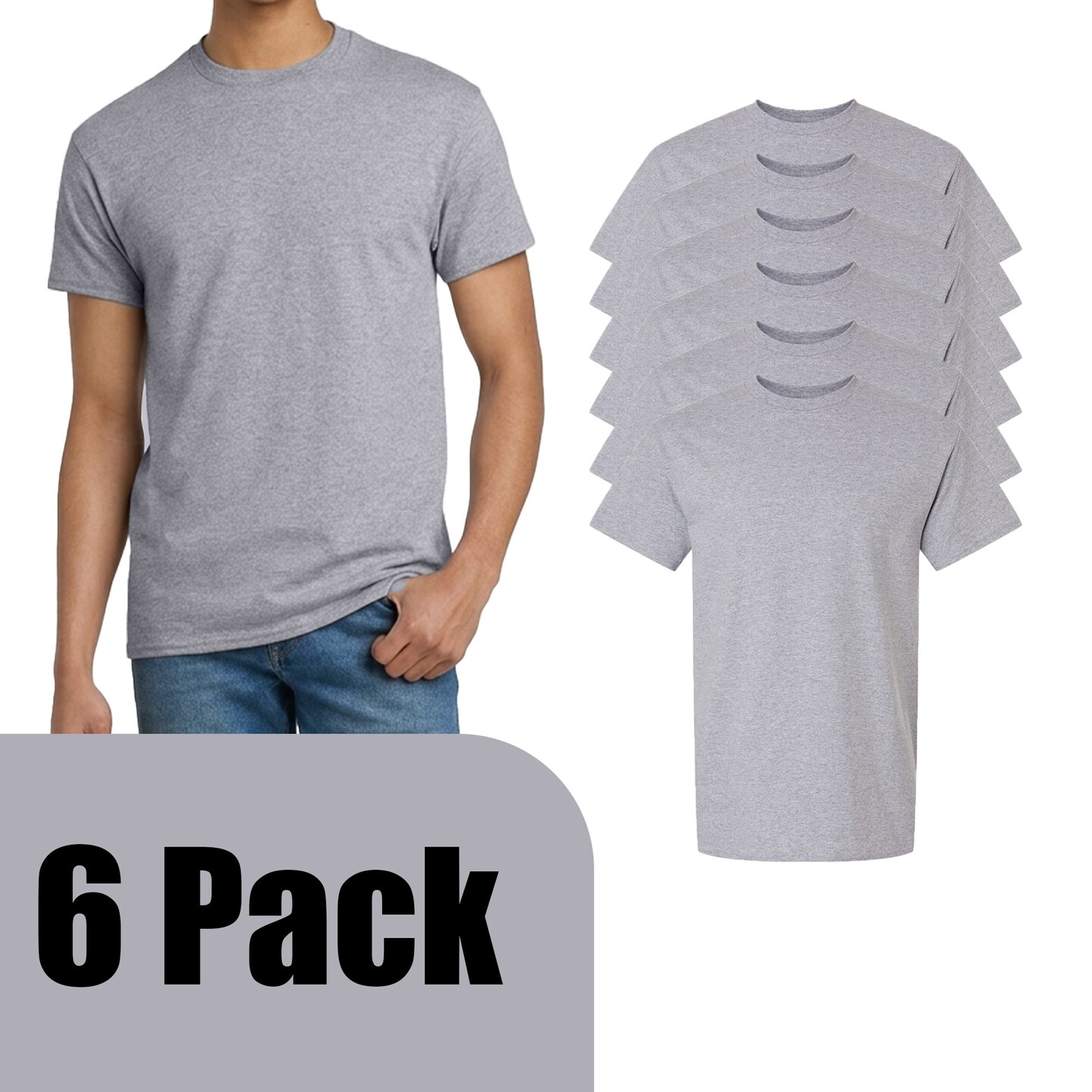 Gildan Men's Ultra Cotton Short Sleeve T-Shirt, Craft Bundle for DIY Printing, Sport Grey, 2-14 Pack