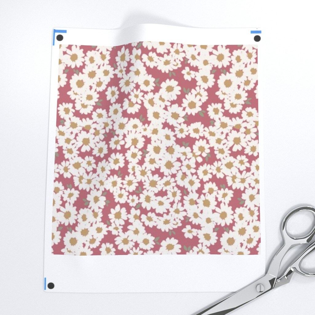 Chamomile in Rose Custom Printed Fabric by Spoonflower Various Fabrics by the Yard or Fat Quarter 21008855