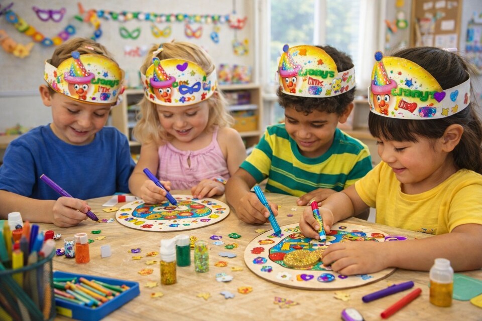 Crown for Purim/Adar, 40/Pack – DIY Paper Crowns for Holiday Celebrations & Classroom Crafts