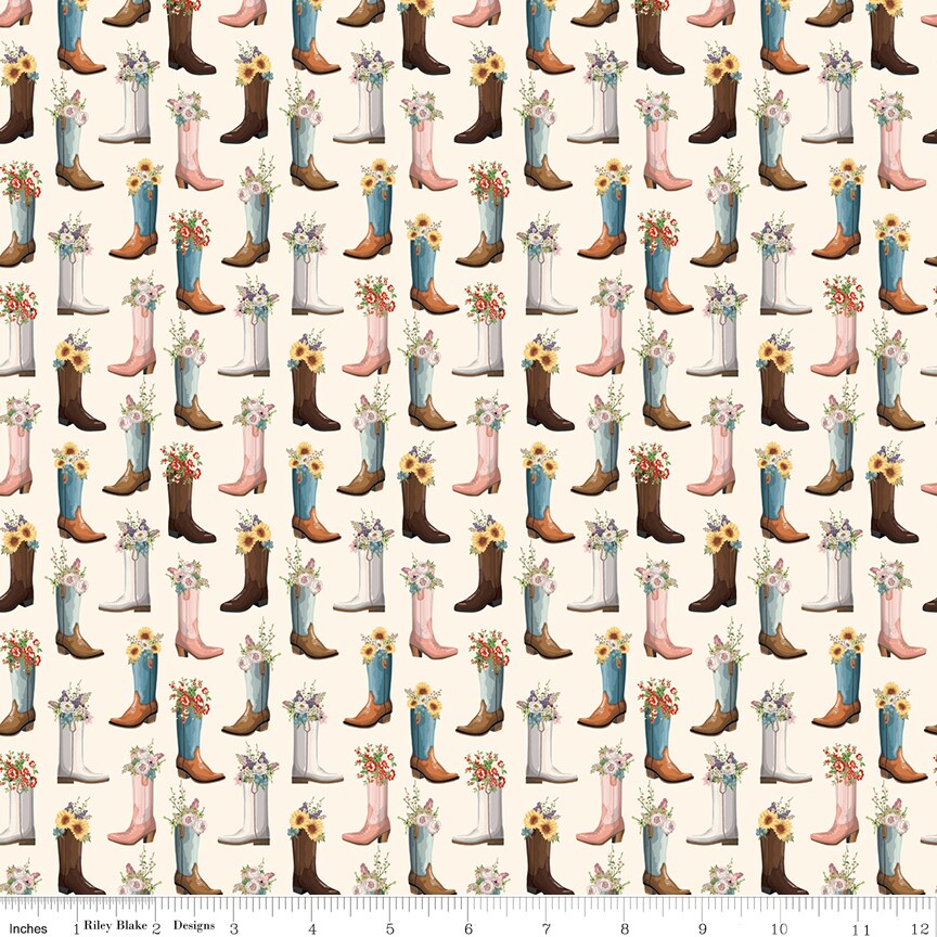 Boots in Cream (c17484-cream) | Cowgirl | Echo Park Paper Co | Riley Blake