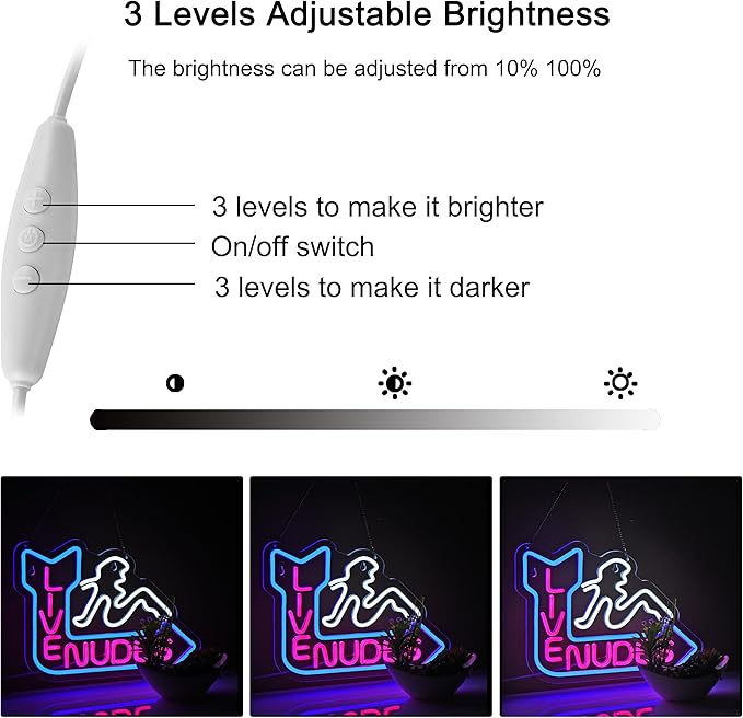 Live Neon Sign for Wall Décor Girls LED Batchroom Changing Room Restroom Neon Signs with Dimmer Light Decor