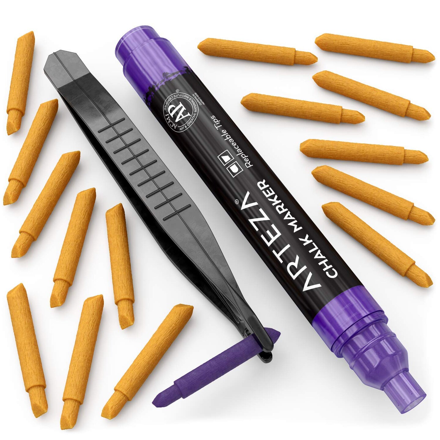 Liquid Chalk Markers, Set of 16 Bright Colors, Water-Based Erasable Chalk Pens with Replaceable Tips, Labels, Stencils & Tweezers for Chalkboards, Glass, Windows & Mirrors