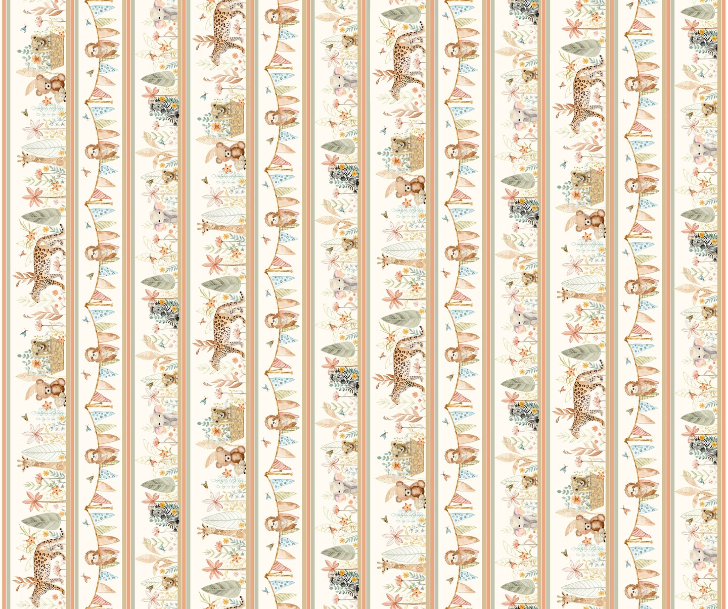 Fabric P & B Textiles Scenic Jungle Stripe Mini Menagerie by the Quarter Yard MMEN6116-MU
