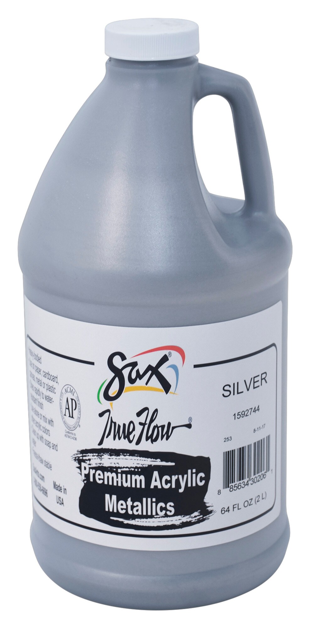 Sax Premium Heavy-Bodied Acrylic Paint, 1/2 Gallon, Metallic Silver