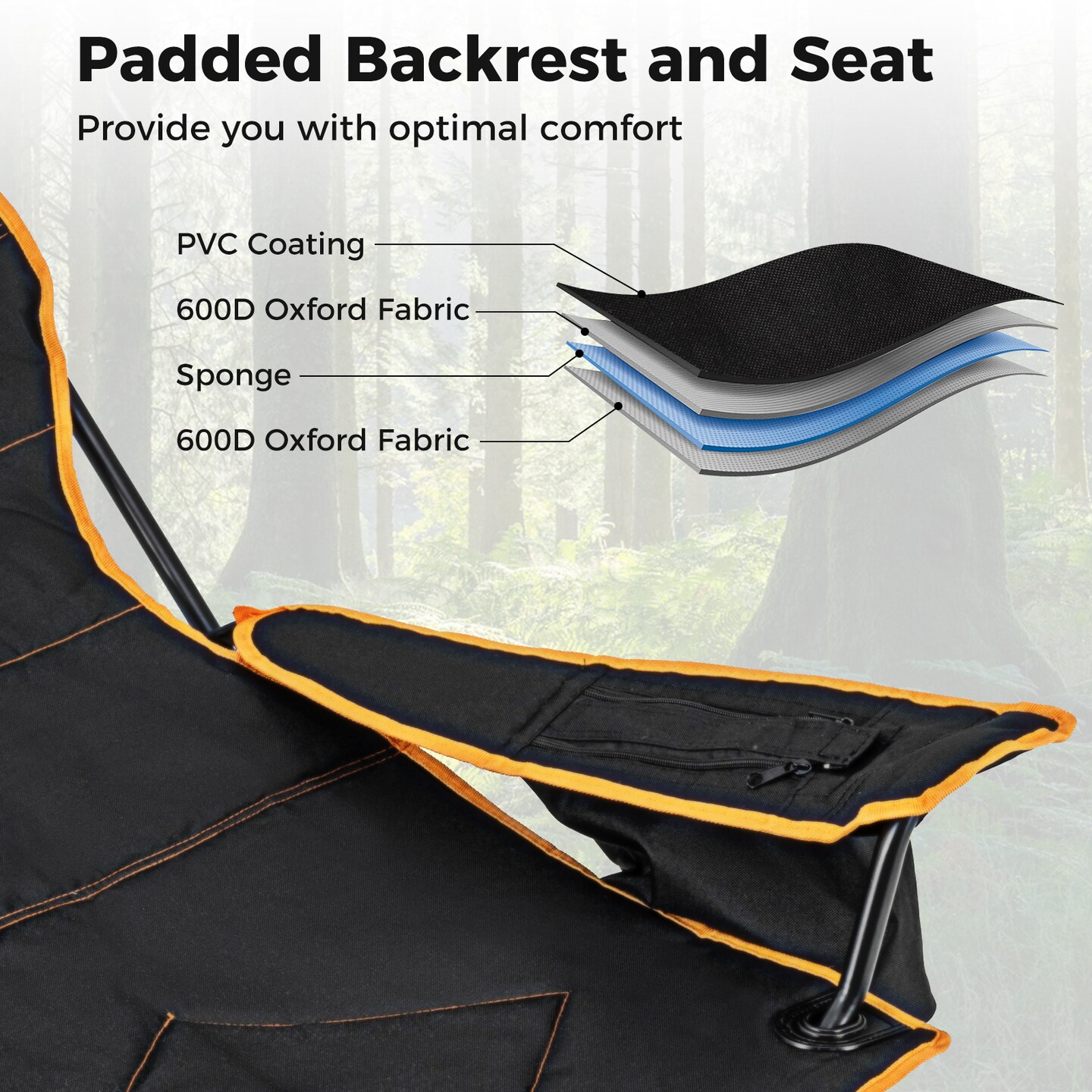 Camping Lounge Chair with Removable Footrest, Folding Chair for Camping Fishing