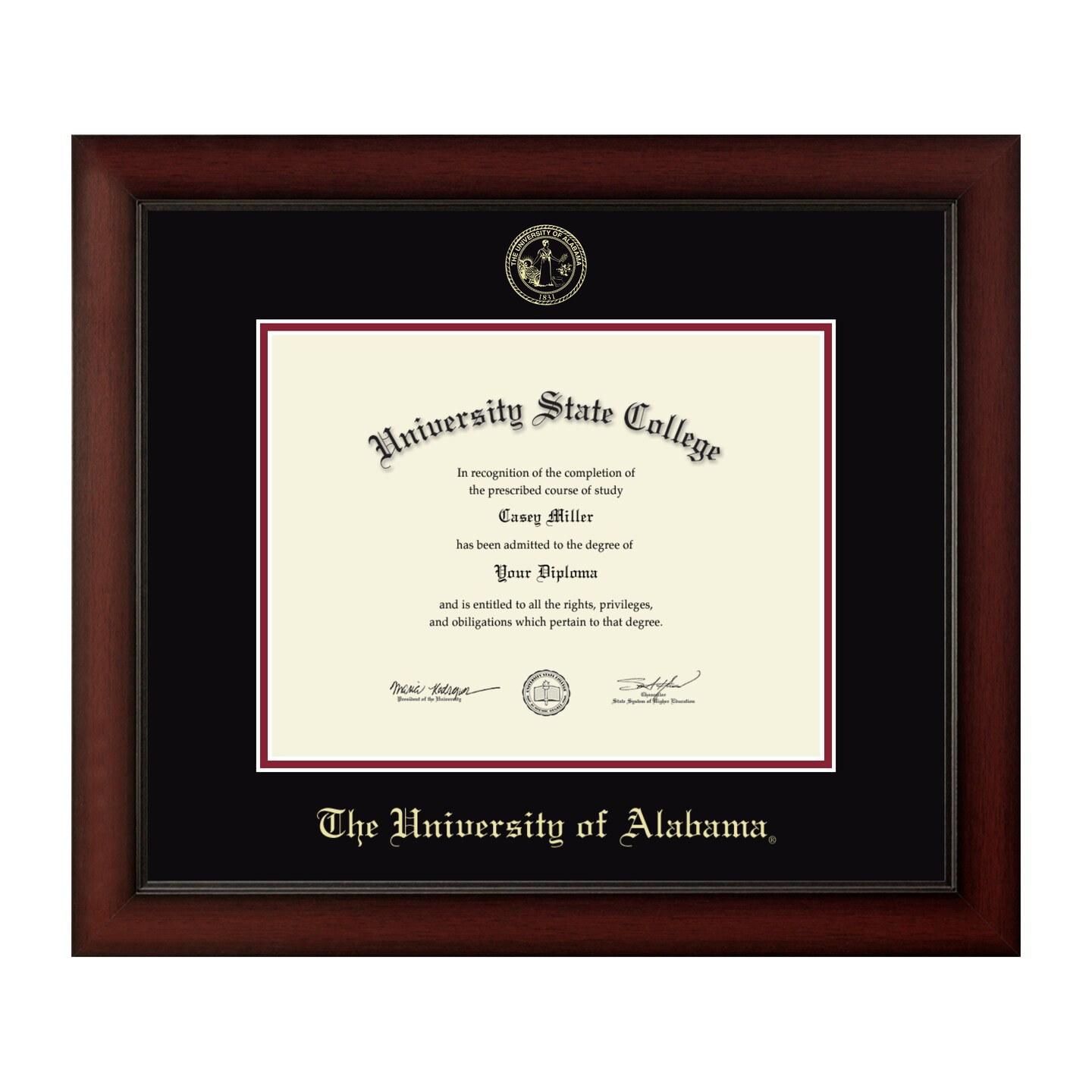 The University of Alabama Tuscaloosa - Gold Embossed Diploma Frame