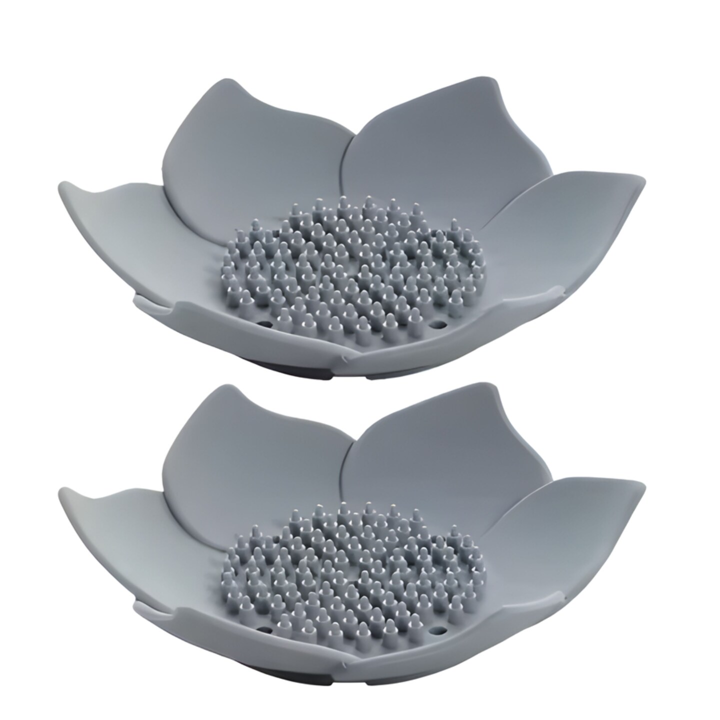 Kitcheniva Silicone Self-Draining Flower Soap Dish 2 Pcs, Gray