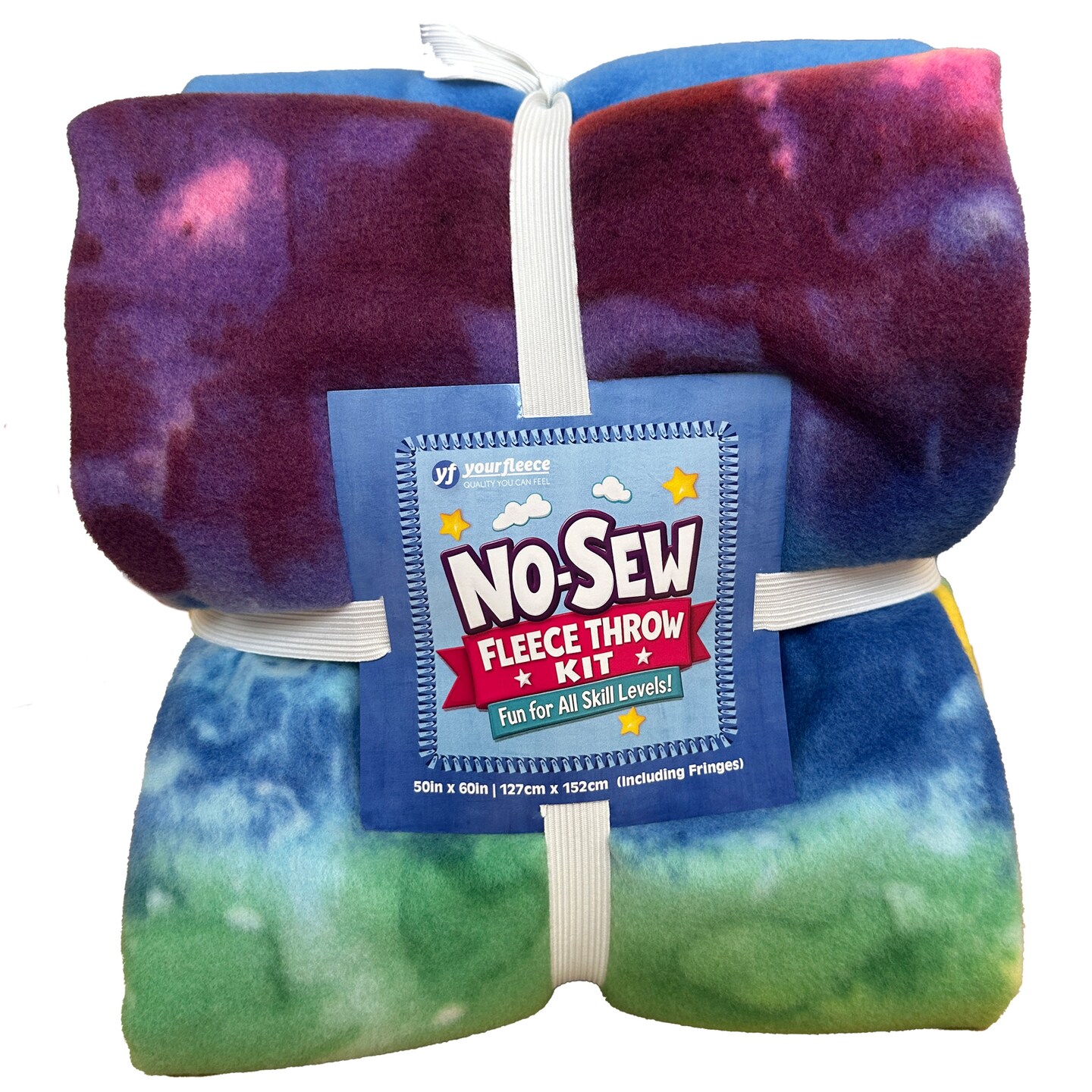 Rainbow Ombre Anti-Pill Premium No-Sew Throw Fleece Fabric Kit