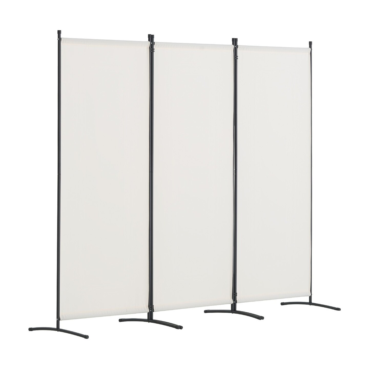 White Polyester Fabric Carbon Steel 3-Panel Room Divider Screen Foldable Privacy