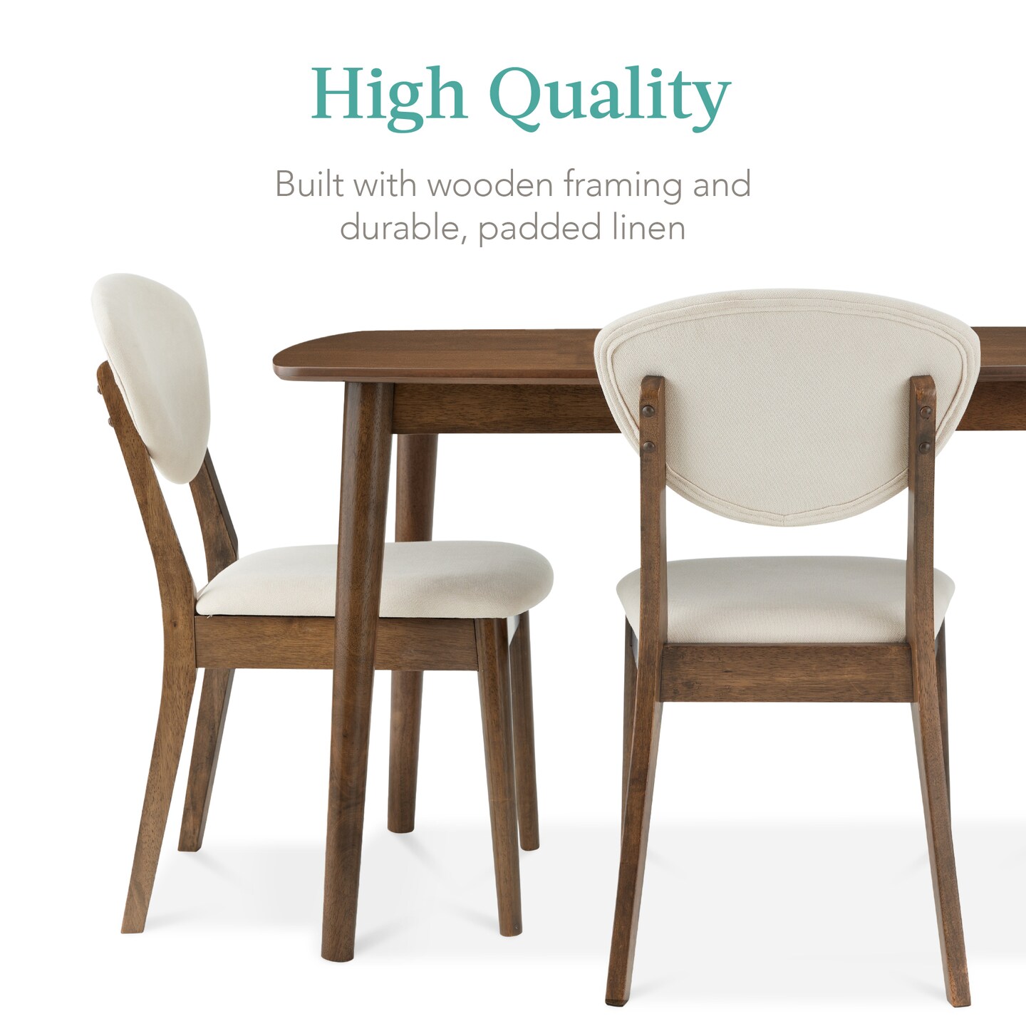 Best Choice Products 5-Piece Compact Wooden Mid-Century Modern Dining Set w/ 4 Chairs, Padded Seat & Back