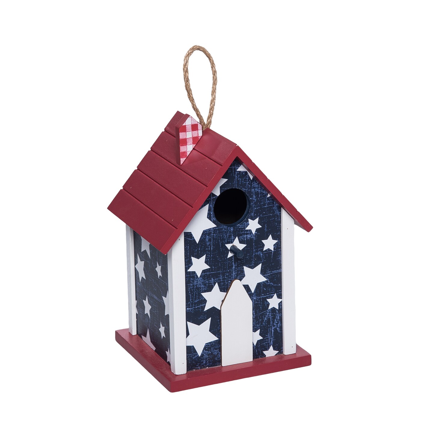 Transpac MDF Patriotic Birdhouse Multicolored for Spring Home Decor