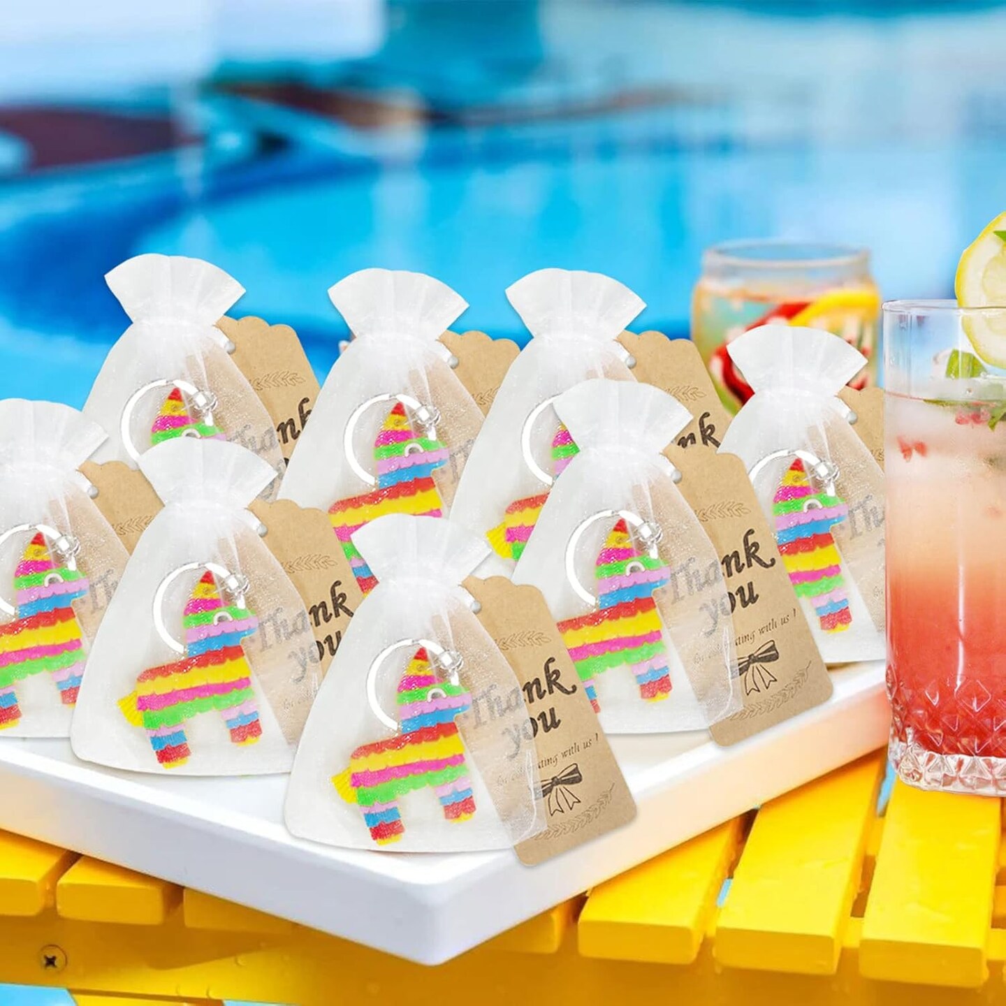 60 Pack Mexico Donkey Party Favor Set – 20 Donkey Keychains, 20 Kraft Thank You Tags & 20 Gift Bags – Mexican Fiesta Cinco de Mayo Birthday & Bachelorette Party Supplies – Perfect for Mother's Day Card Making Displays