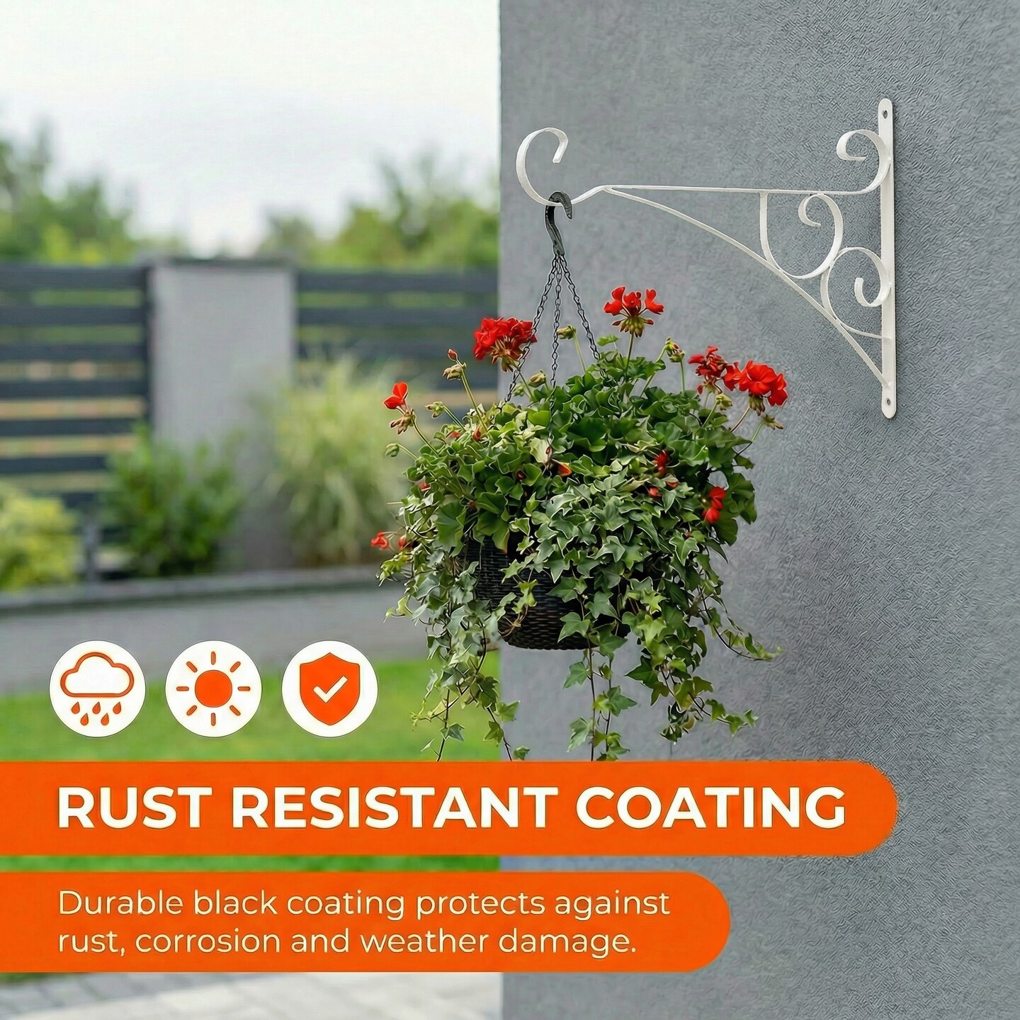 Scroll-Design Metal Wall Bracket for Hanging Accessories and Flowerpots for Indoor & Outdoor Use