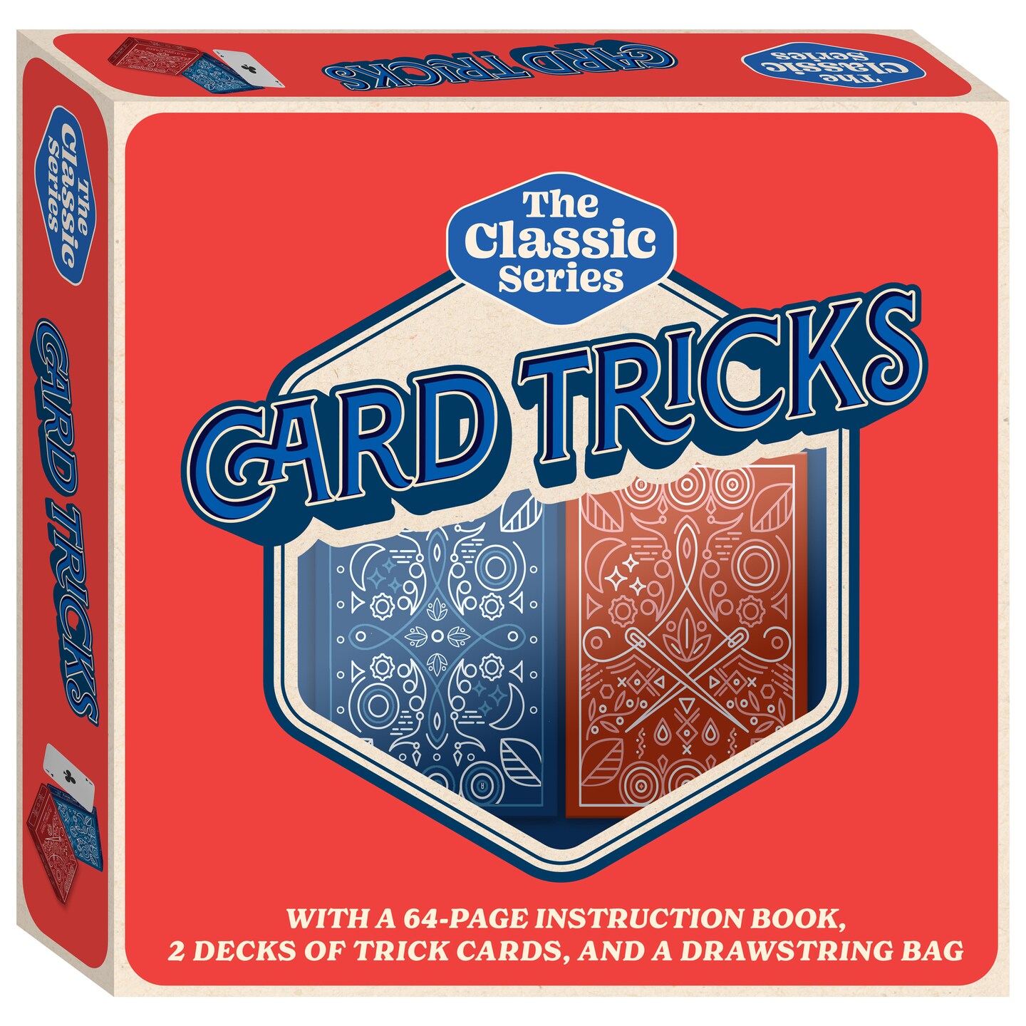 Hinkler: Retro Box - Card Tricks - Magic Kit, Instruction Book, 2 Trick Decks, Drawstring Bag, Learn Classic & Modern Illusions, Kids-Teens-Adults