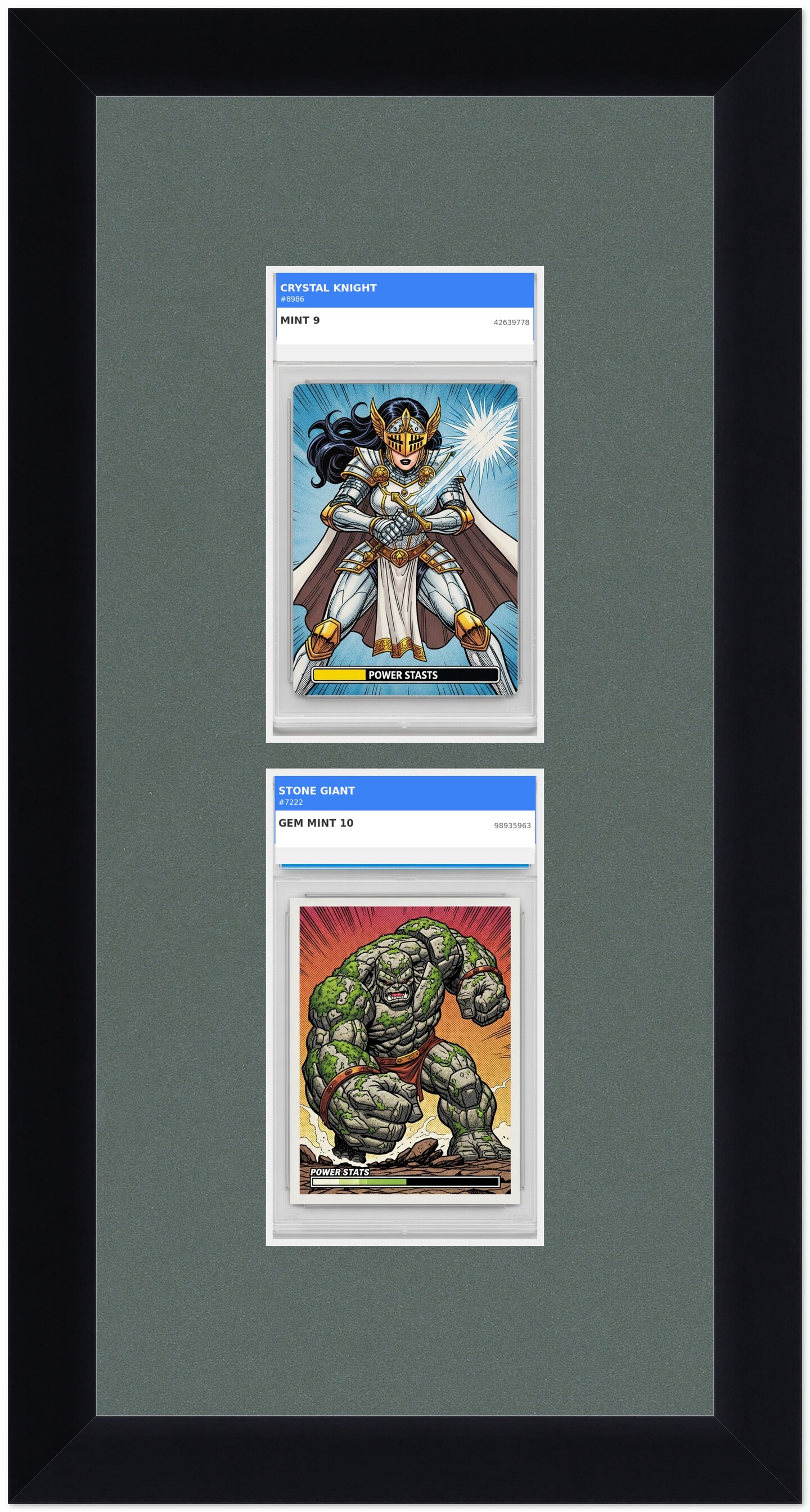 CustomPictureFrames.com Solid Wood Card Picture Frame - Matte Black with Dark Gray Mat - Multiple Sizes for PSA AGS SGC BGS TAG Slabs and Top Loaders Made in the USA