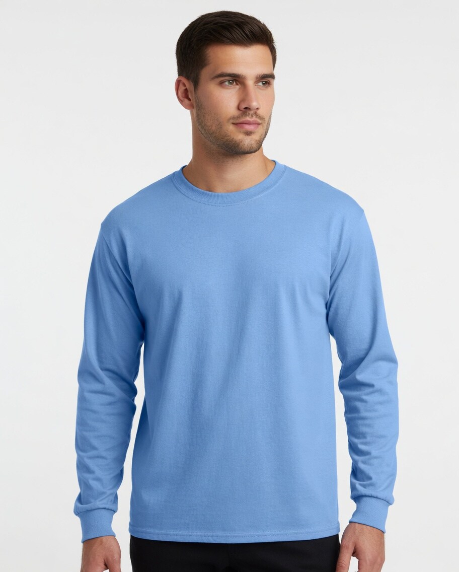 Gildan Heavy Cotton Long Sleeve Crewneck T-Shirt for Layering & Custom Printing 100% U.S. Cotton Tee