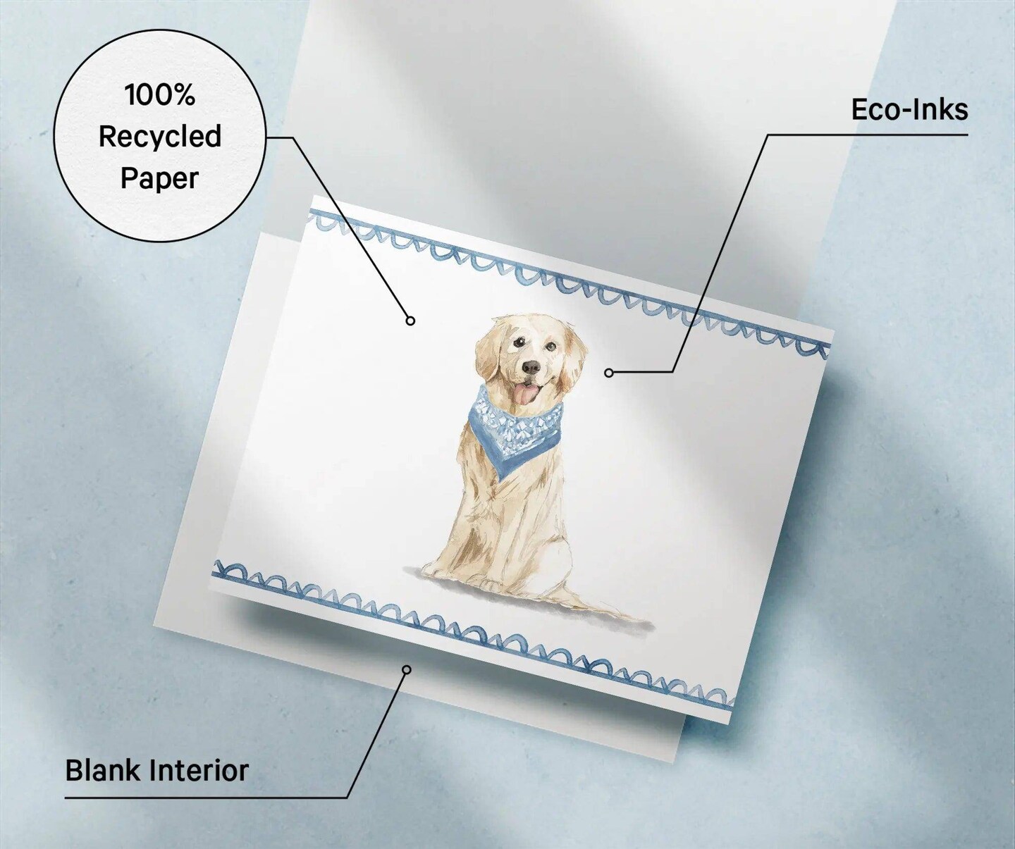 Twigs Paper - Golden Retriever Greeting Cards 12-Count - Dog Cards with Envelopes - Dog Lover Blank Note Cards - Eco-Friendly Recycled Paper - Made in USA (5.5 x 4.25)