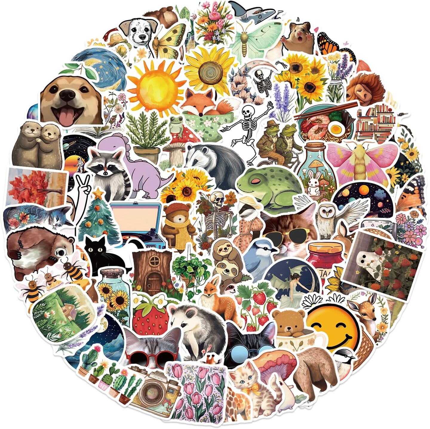 100PCS Forest & Woodland Nature Stickers Pack – Waterproof Vinyl Aesthetic Animal & Mushroom Stickers for Laptops, Water Bottles, Scrapbooks, Journals & Party Favors
