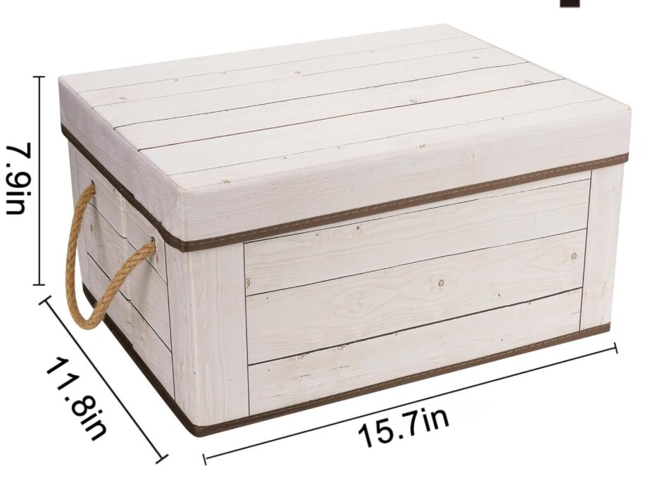 Decorative Keepsake Storage Box with Lid and Handles – L15.7 x W11.8 x H7.9 Inches, Not Made of Wood