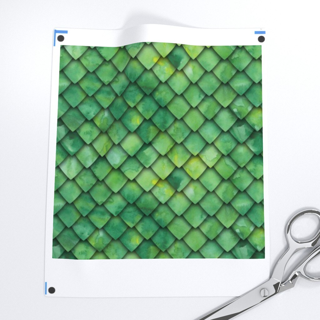 Dragon Scales Green Mermaid Dinosaur Little Arrow Dino Custom Printed Fabric by Spoonflower Various Fabrics by the Yard or Fat Quarter