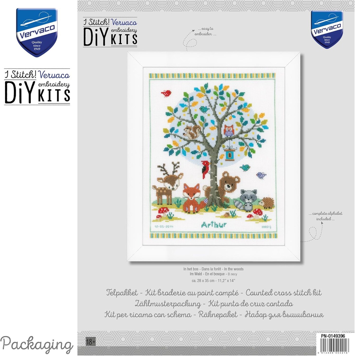 In The Woods Counted Cross Stitch Kit – 11.2" x 14" DIY Embroidery Set with Threads, Fabric & Instructions, Perfect for Beginners and Handmade Gifts