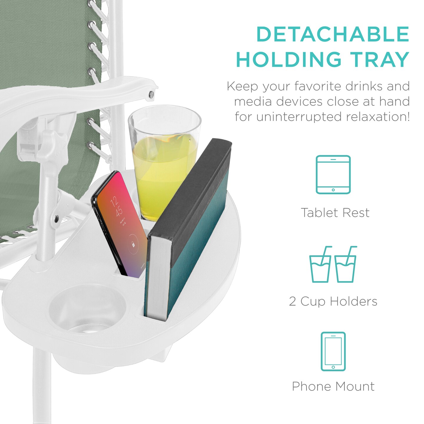 Best Choice Products Set of 2 Zero Gravity Lounge Chair Recliners for Patio, Pool w/ Cup Holder Tray